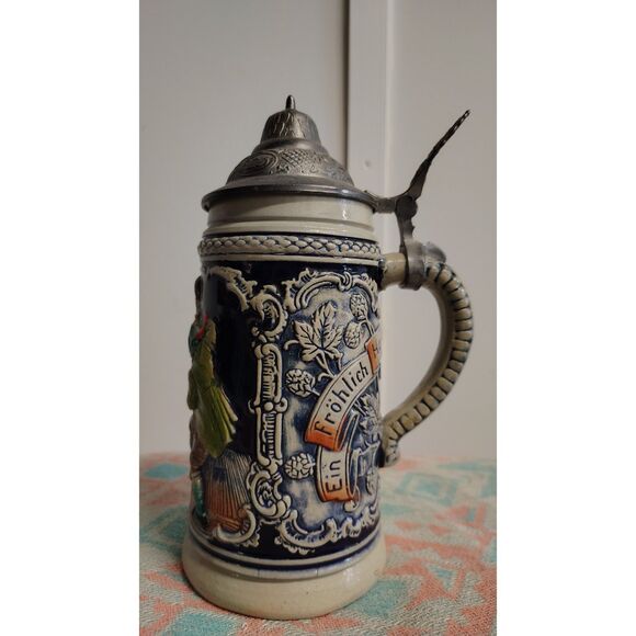 Vintage TheWalt Original 1894 Ein Frolich Herz Heilt Allen Schmerz Beer Stein - Picture 2 of 9